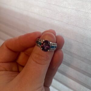 Amethyst and fire Opal Gemstone Ring